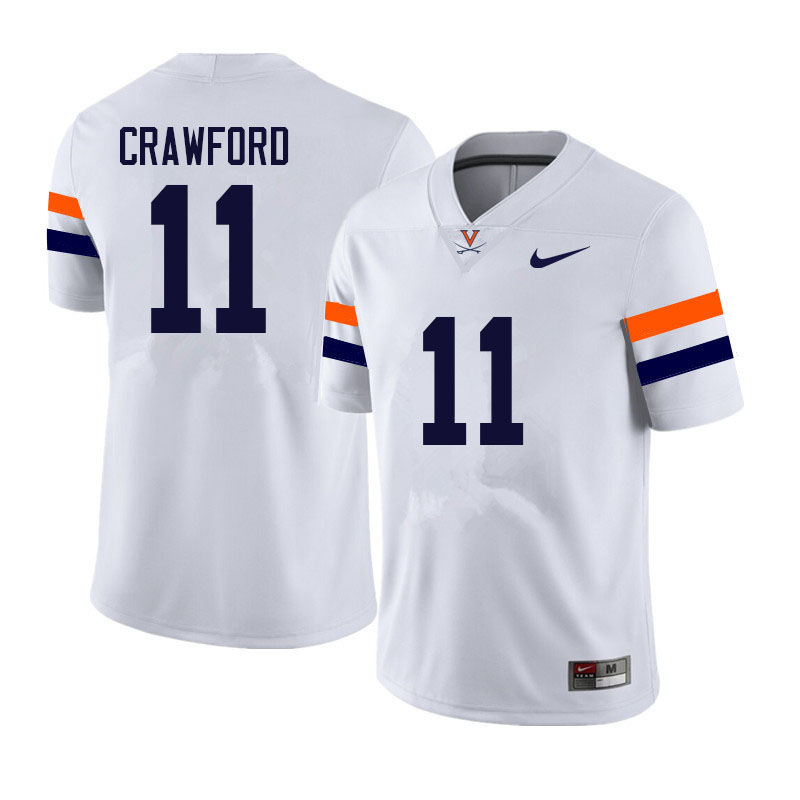 Men #11 Delaney Crawford Virginia Cavaliers College Football Jerseys Sale-White - Click Image to Close